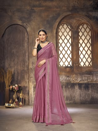 Wine Soft Silk Bollywood Plain Saree