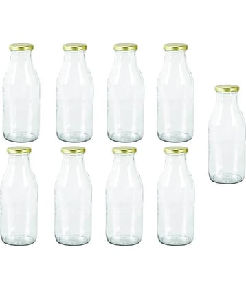 Somil - Stylish Kitchen Storage & Serving Glass Bottle Transparent Water Bottle 500 mL ( Set of 9 )