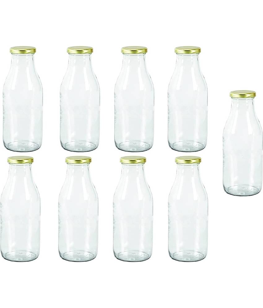 Somil - Stylish Kitchen Storage & Serving Glass Bottle Transparent Water Bottle 500 mL ( Set of 9 )