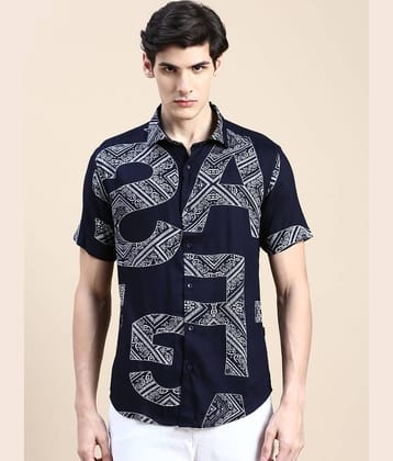 Showoff Cotton Blend Regular Fit Printed Half Sleeves Men's Casual Shirt - Navy Blue ( Pack of 1 )