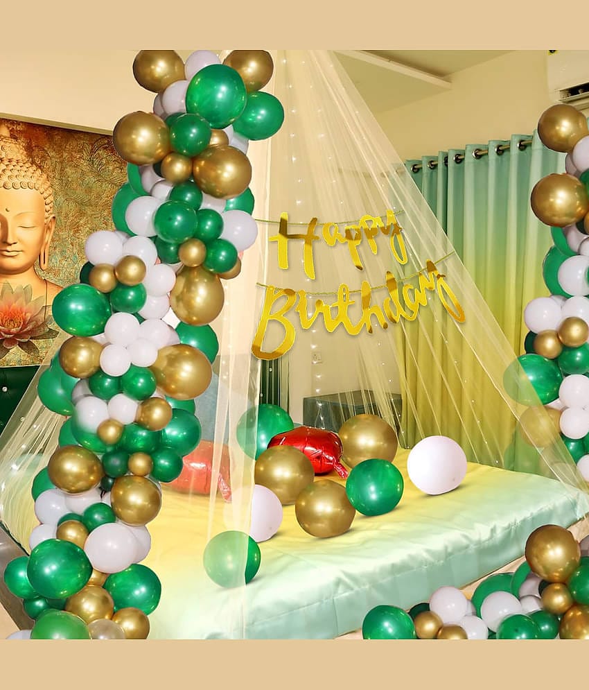 Zyozi Cabana Tent Birthday Decorations Kit | Tent Birthday Decorations | Birthday Decorations Items - Net Curtains For Birthday Decorations With Rice Light (Pack Of 32)