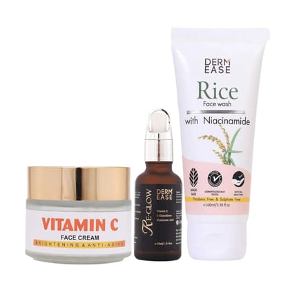 Dermease 3-Step Glow Combo Cleanse, Repair, Brighten Dermease 3-Step Glow Combo Cleanse, Repair, Brighten