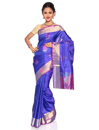 Blue Kanchipuram Silk Saree Butta Motifs