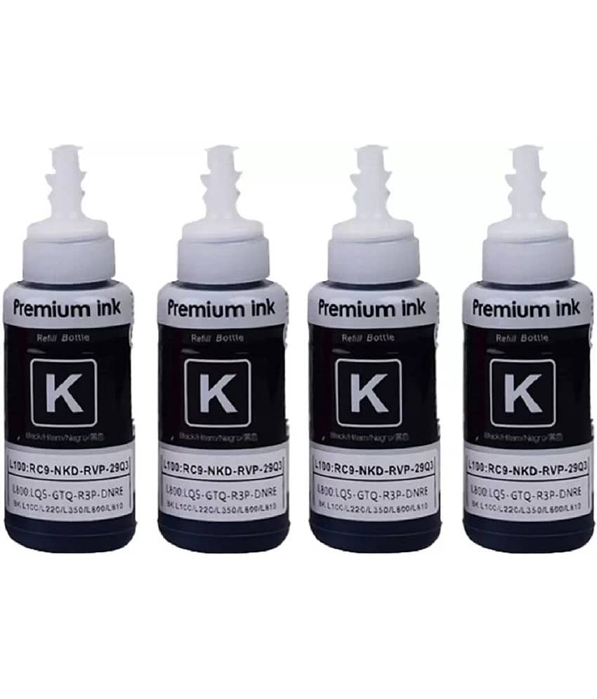 TEQUO 664 Ink For L130 Black Pack of 4 Cartridge for L220/ L550/ L355/ L110/ L210/ L300/ L360/ L350/ L380/ L100/ L200/ L565/ L555/ L130/ L1300 and more.