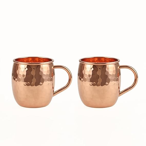 ALCU Copper Mule Mug, Handcrafted Shiny Moscow Mule Beer Mug Cup (473ml) Set of 2