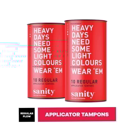 Sanity Regular Applicator Tampons - Pack of 20 | Light to Medium Flow | Gentle & Secure Period Protection