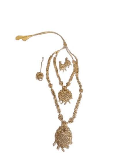 Gold Plated Necklace Set with Earrings and Maang Tikka for Women - Jewellery Sets | Buy online on ZillyBuy