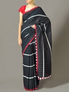 Blissful Black Designer Printed Silk Sari - J-108