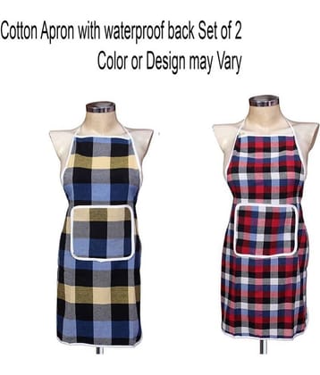 Aazeem Set of 2 Multi Checks Cotton Apron
