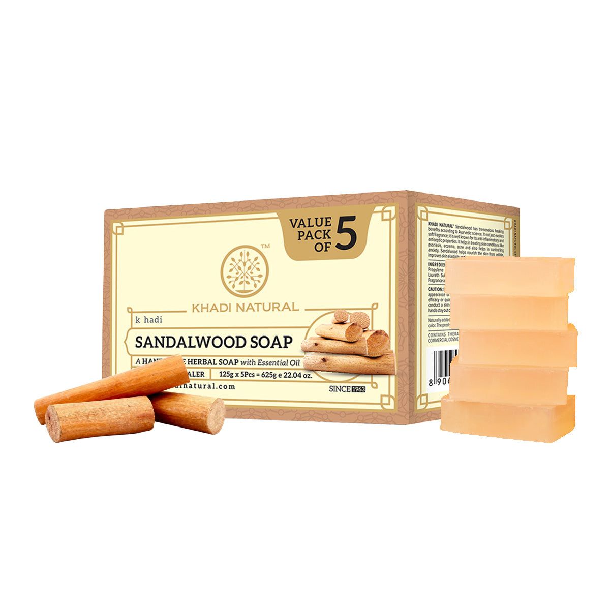 Khadi Natural Sandalwood Soap Combo Pack Of 5 – 125gm Each