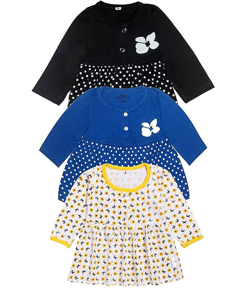 Babeezworld Pack of 3 Baby Girls 100% Cotton Frocks ( Multi )