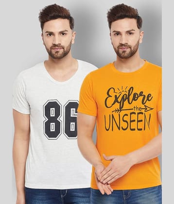 The Million Club Pack of 2 Cotton Blend Regular Fit Men's T-Shirt ( Yellow )