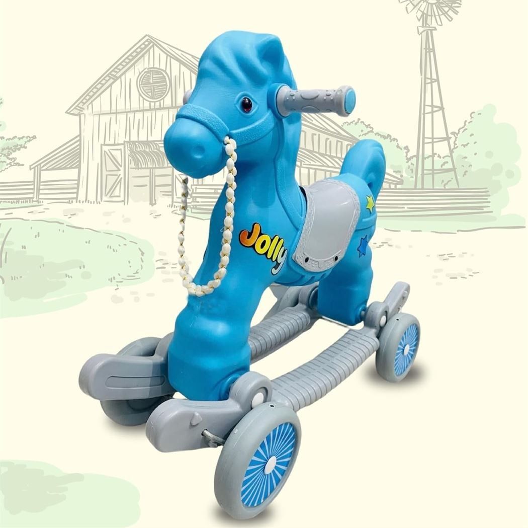 PlayMagic  Rockin' Roll Horse Ride 2 In 1 Adventure Blue color