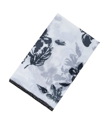 White Woven Synthetic Crepe Saree With Printed Flower Motifs -EN1659-White