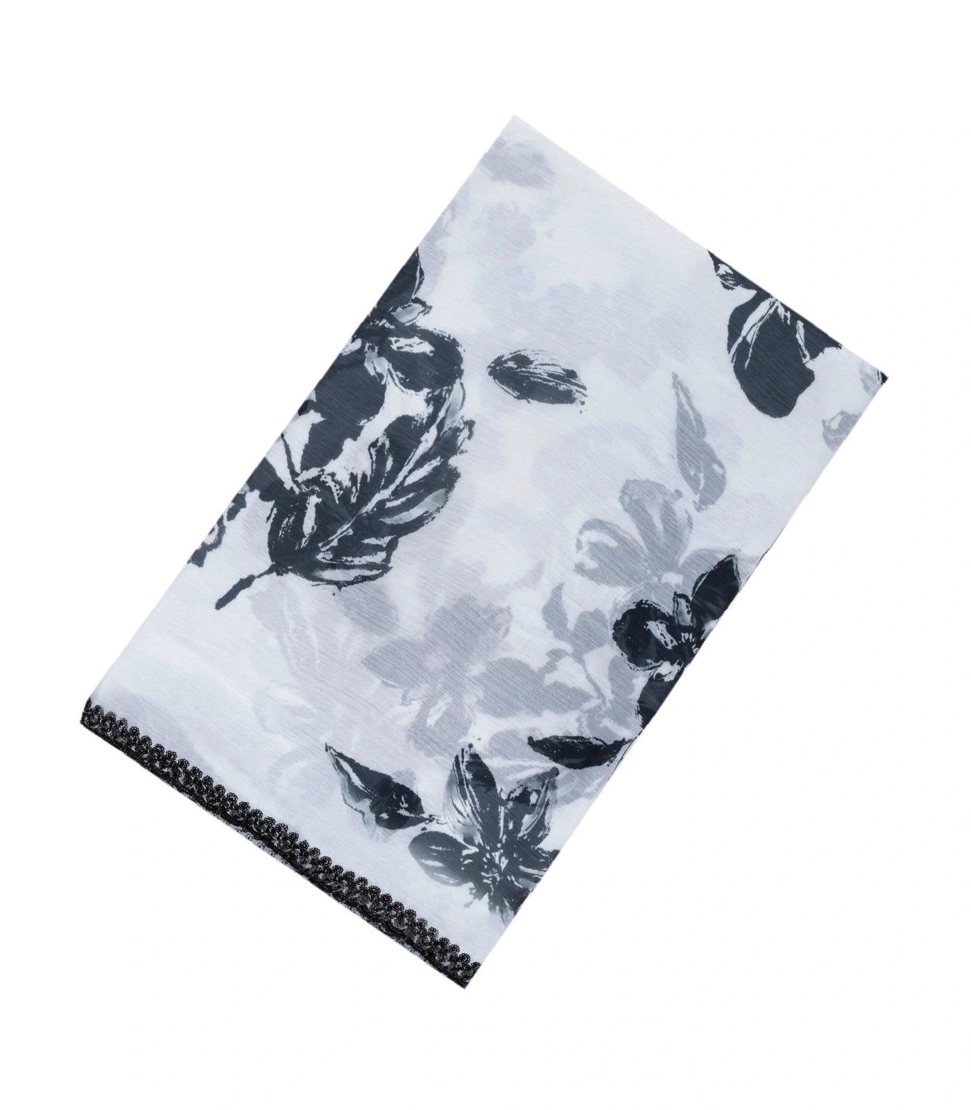 White Woven Synthetic Crepe Saree With Printed Flower Motifs -EN1659-White