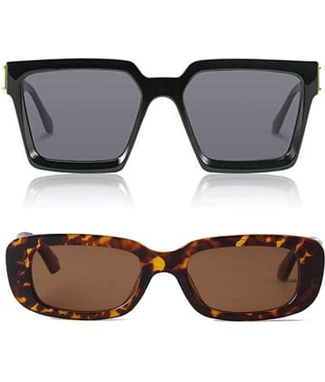 Kanny Devis - Black Rectangular Sunglasses ( Pack of 2 )