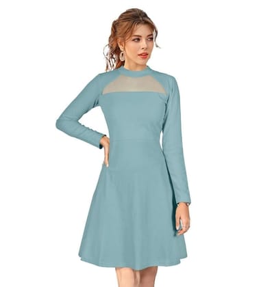 Women's Knitting Stretchable Solid Round Neck Full Sleeve Dresses (Pista, XL)-PID56840
