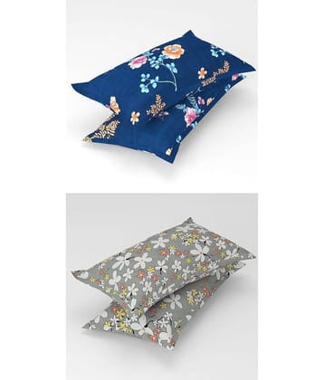 Homefab India - Pack of 4 Microfiber Floral Printed Standard Size Pillow Cover ( 66.04 cm(26) x 43.18 cm(17) ) - Multi-Colour