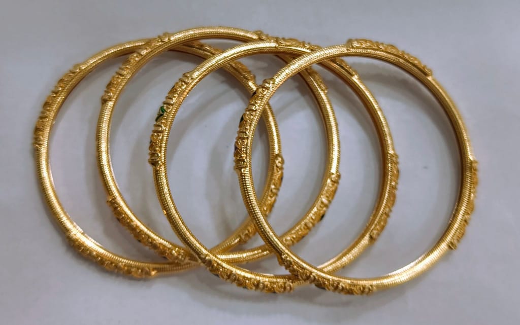 Gold Plated Bangles with Meenakari Work