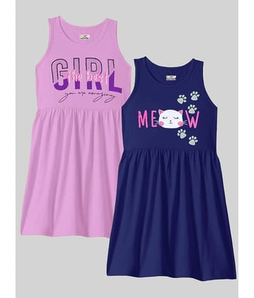 Kuchipoo Cotton Blend Dress For Girls ( Pack of 2 , Multicolor1 )