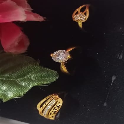 Trendy Gold Plated Ring Set for Women & Girls – Pack of 3 Elegant Rings
