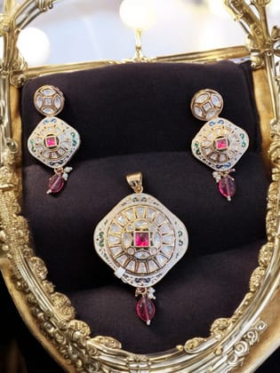 Traditional Indian Pendant Set By Dia Art Jewels