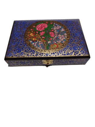 Handcrafted Wooden Jewelry Box with Intricate Floral Design