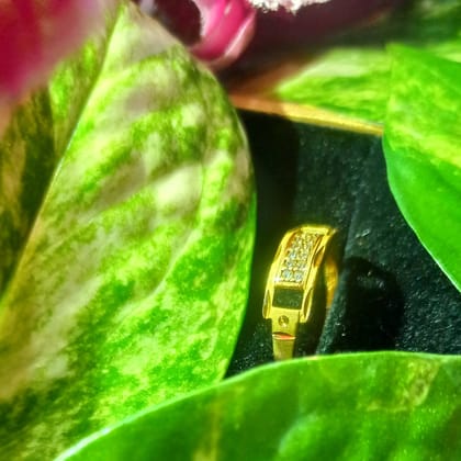 Luxury Gold Plated Alloy Ring for Women – Sparkling Zircon Stone, Adjustable Design