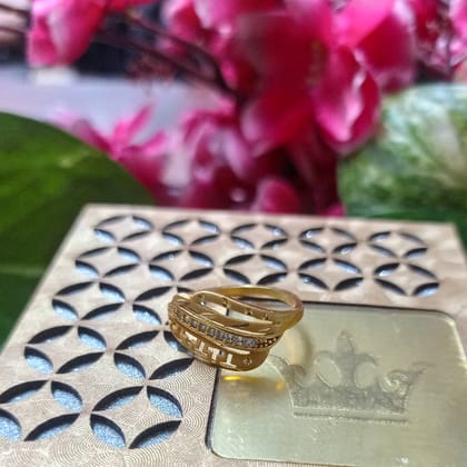 Elegant Gold Plated Alloy Ring – Dazzling Zircon Stone, Adjustable Size for Women