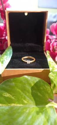 Gleaming Gold Plated Solitaire Ring for Women – Chic Square Zircon, Adjustable Fit Ring