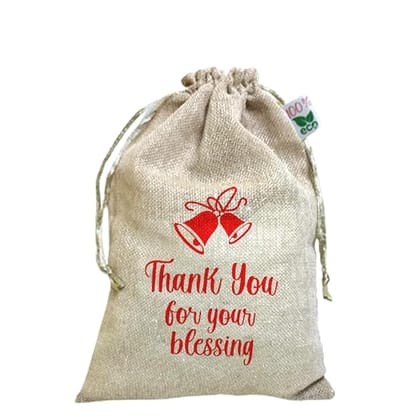 IVARIAN - Jute Potli Bag, Occasion Gifting Bag, Return Gifting Bag (13x18cm set of 50, Wedding christian)