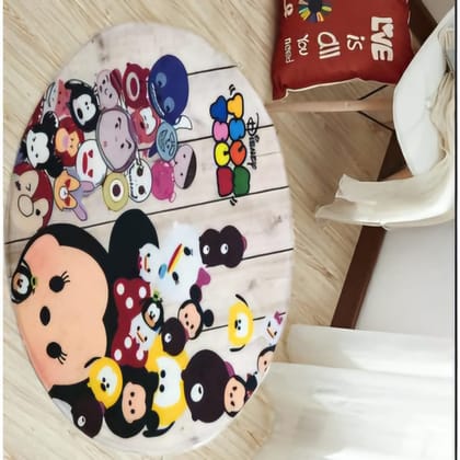 Disney Tsum Tsum Round Rug, Mickey Mouse and Friends, Soft and Comfortable, Perfect for Kids' Rooms or Playrooms