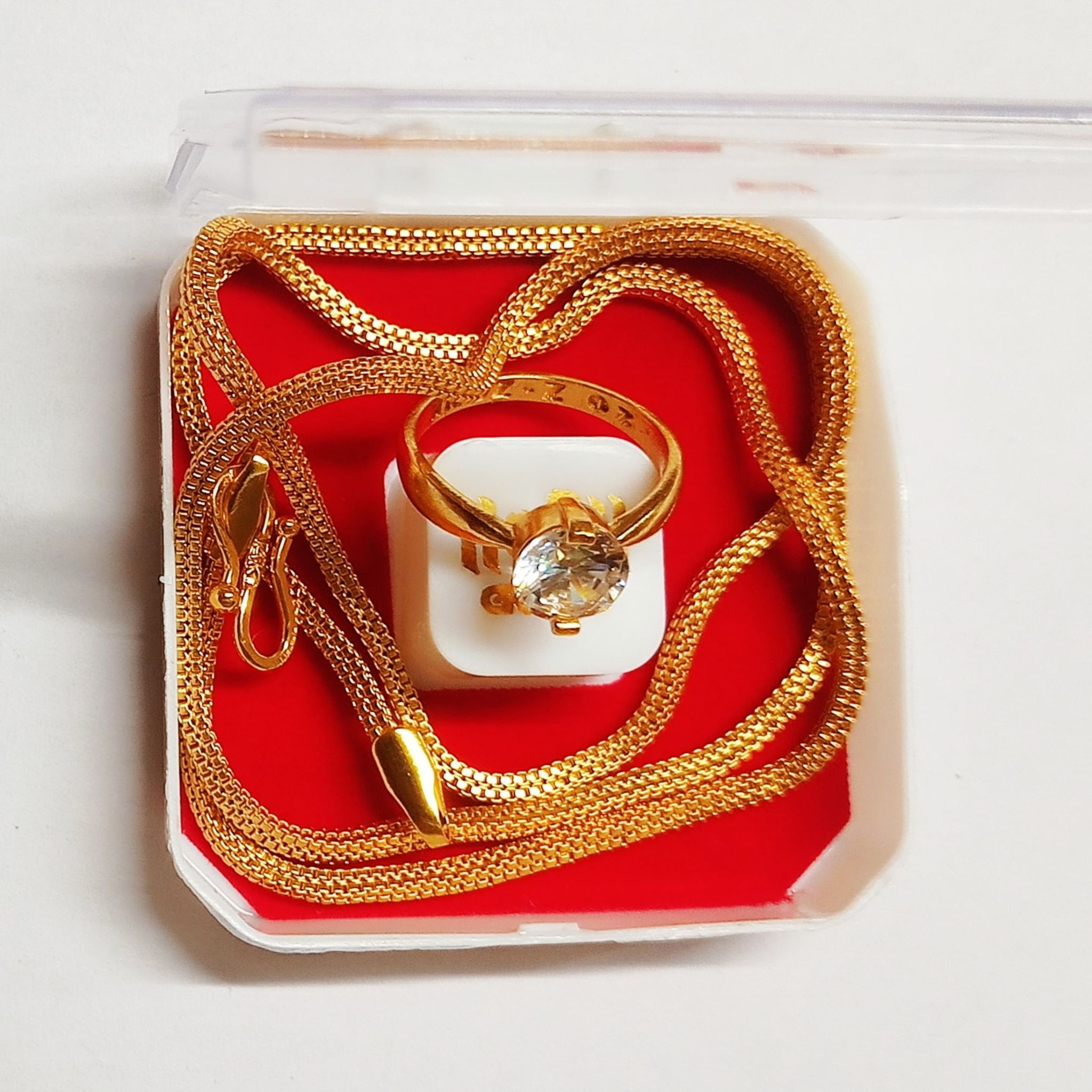 Radiant Gold-Plated Chain with Chic Stylish Golden Ring For Women