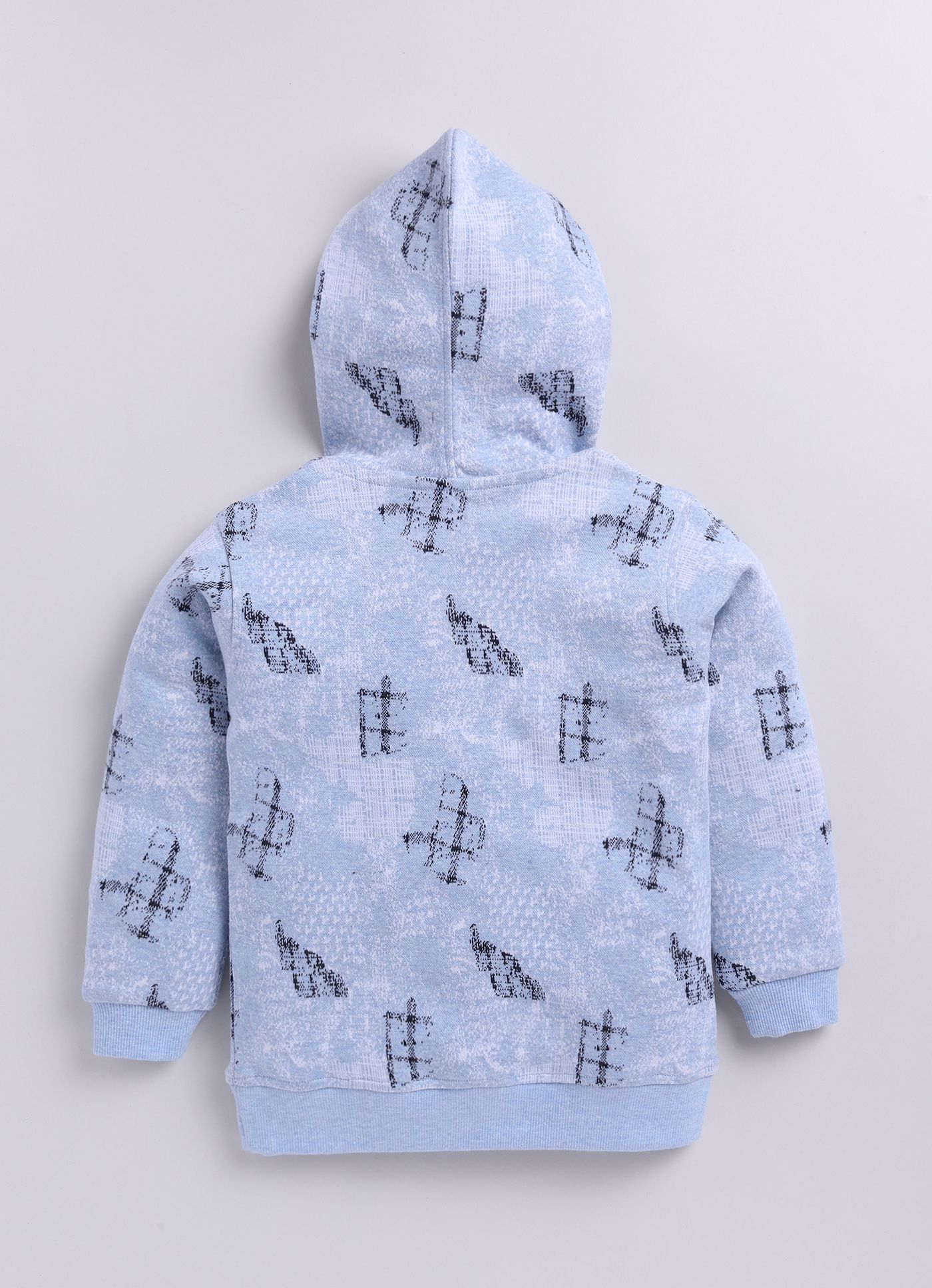 Latest Men Baby Blue Checkered Print Full Sleeves Hooded Sweatshirt for Boys 2025 at ShopCircuit