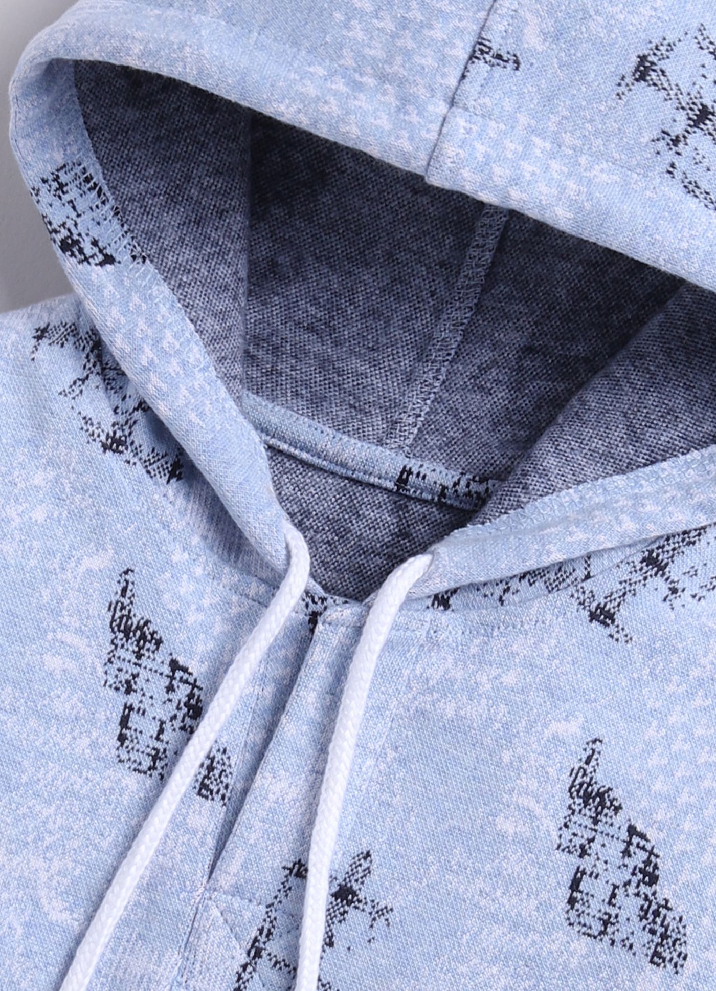 Latest Men Baby Blue Checkered Print Full Sleeves Hooded Sweatshirt for Boys 2025 at ShopCircuit