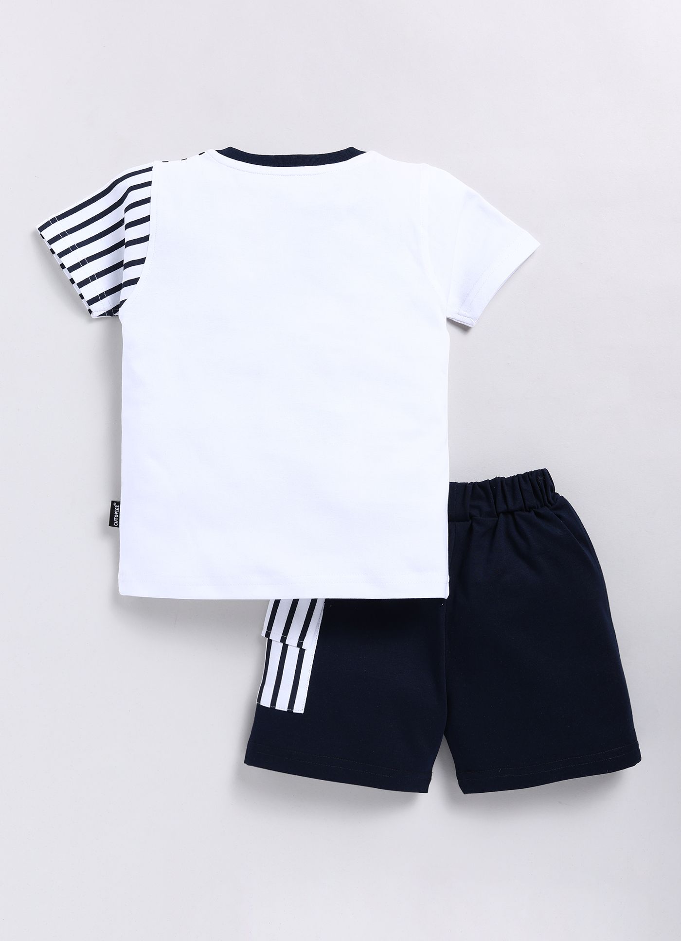 Luxurious Men The Adventure Starts - White and Blue Striped T-shirt and Shorts Set for Boys 2025
