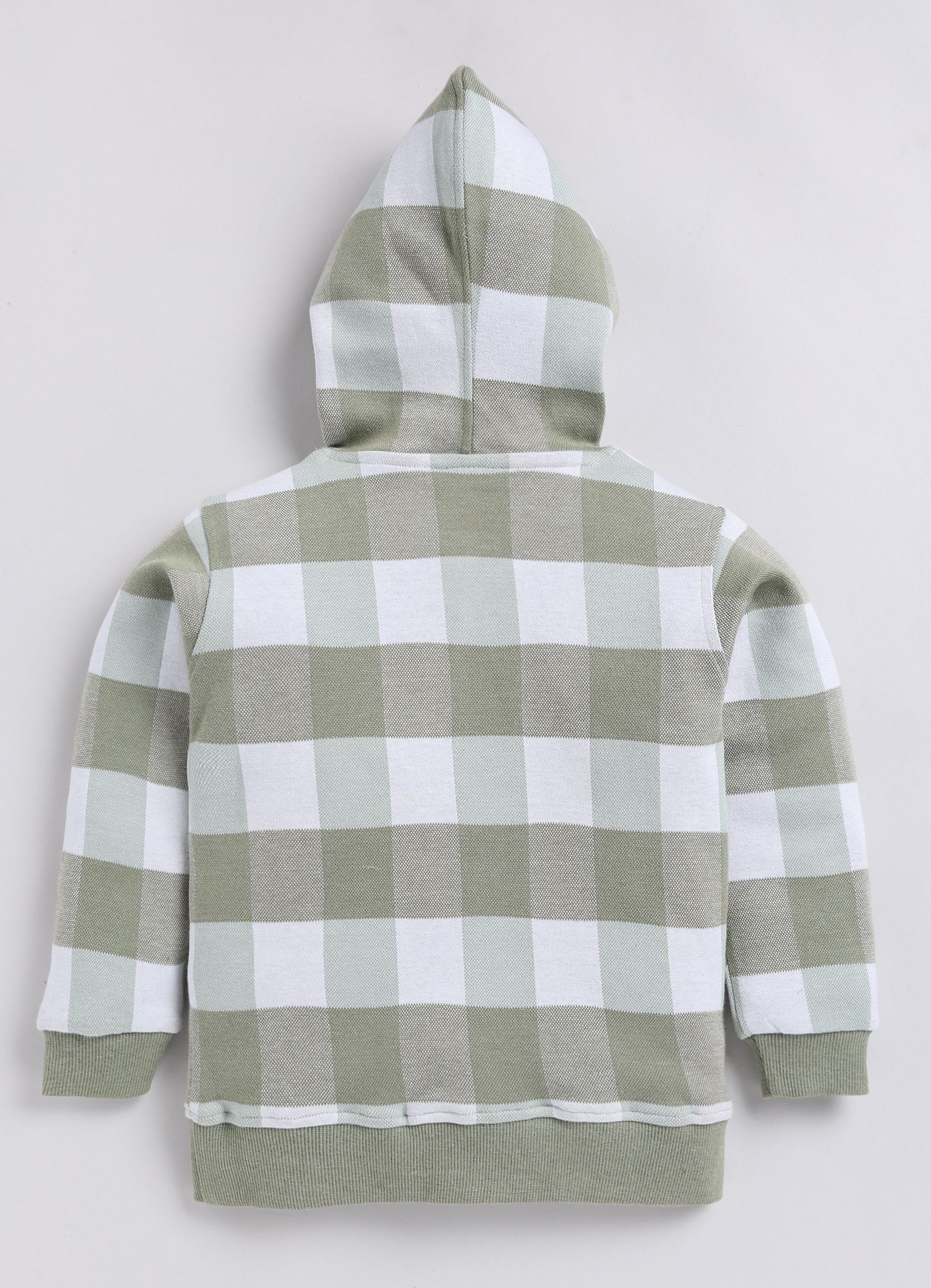 Luxurious Kids Green and White Checkered Full Sleeves Hooded Sweatshirt for Boys 2025 at ShopCir
