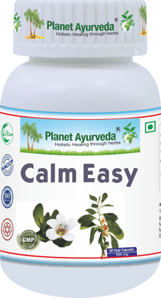 Planet Ayurveda Calm Easy - 60 Vegetarian Capsules - 500 mg - Planet Ayurveda