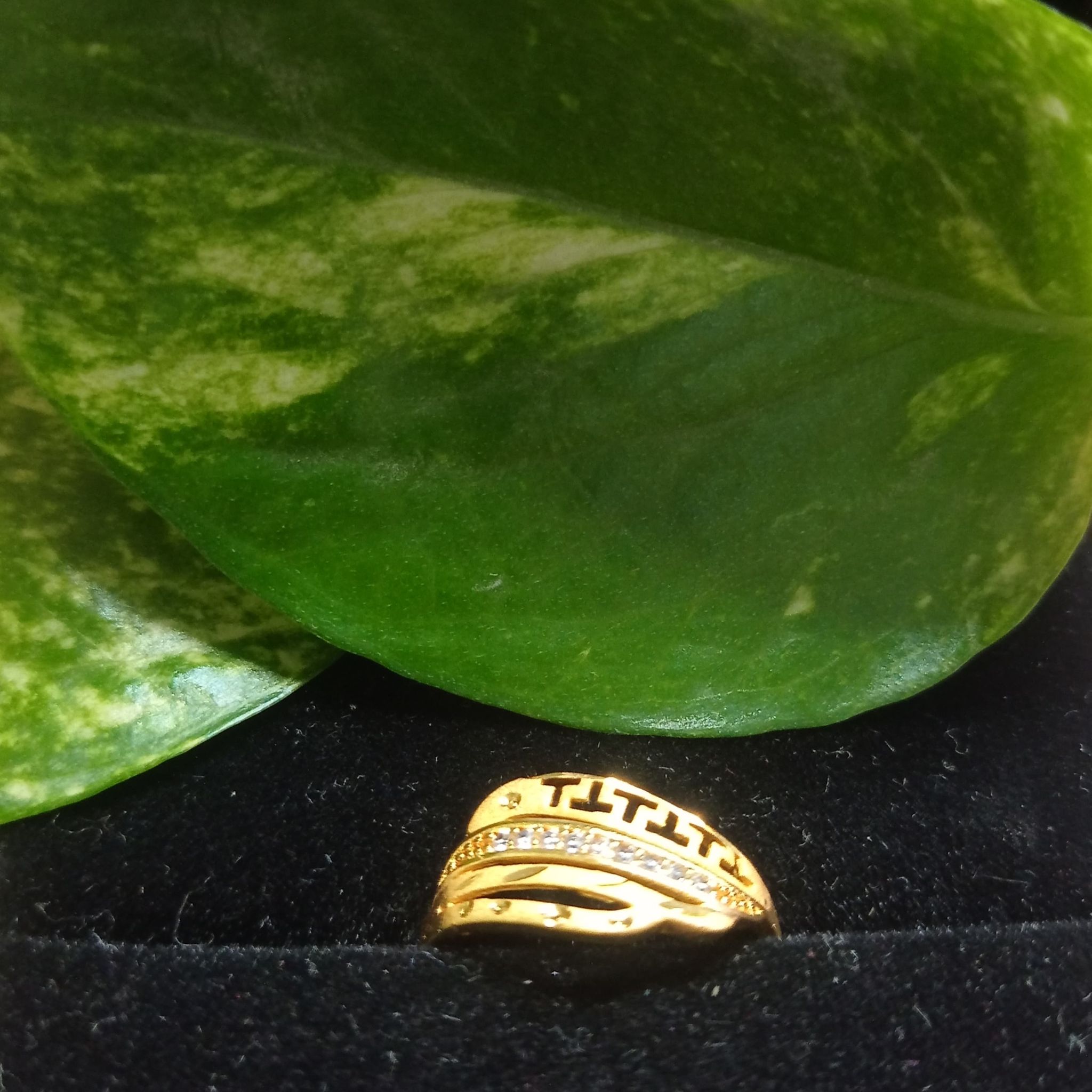 Trendy Gold-Plated Alloy Ring for Women with Elegant Zircon Design – Adjustable & Fashion-Forward