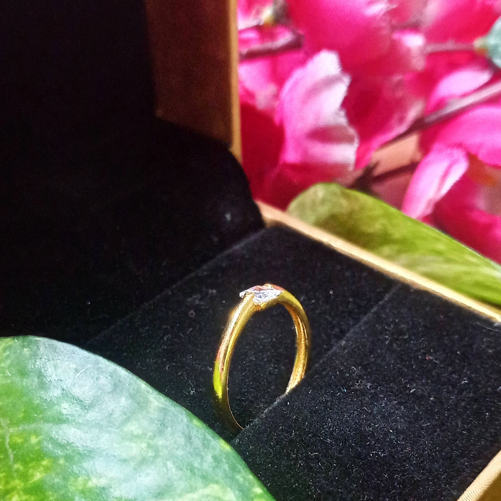 Gold Plated Solitaire Ring for Women with Square Zircon – Adjustable & Chic