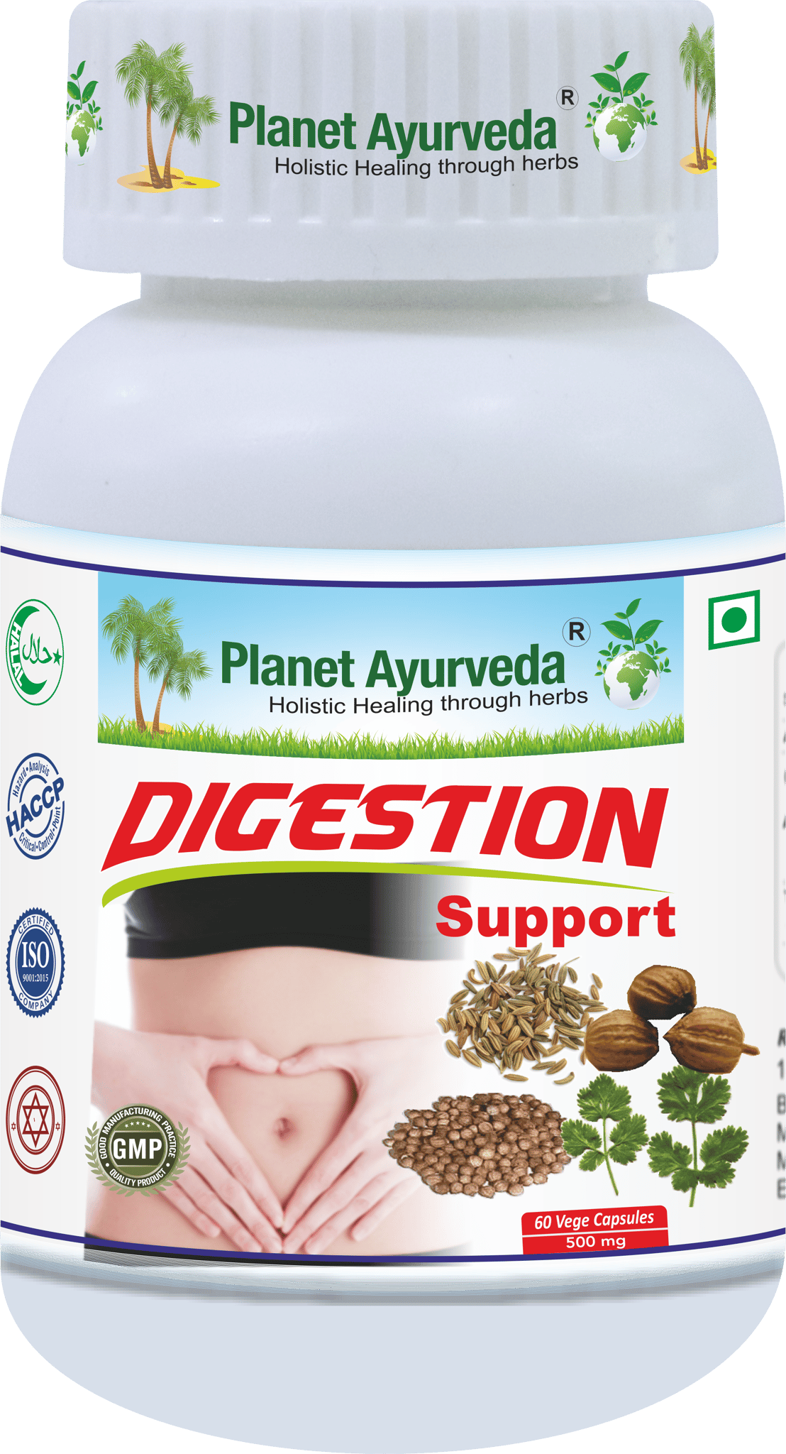  Planet Ayurveda Digestion Support - 60 Capsules, 500mg - Natural Herbal Supplement for Digestive Health