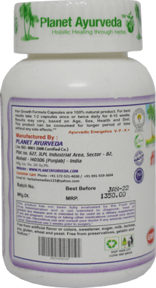  Planet Ayurveda Hair Growth Formula - Longer & Thicker Hair, Super Strength - 60 Capsules