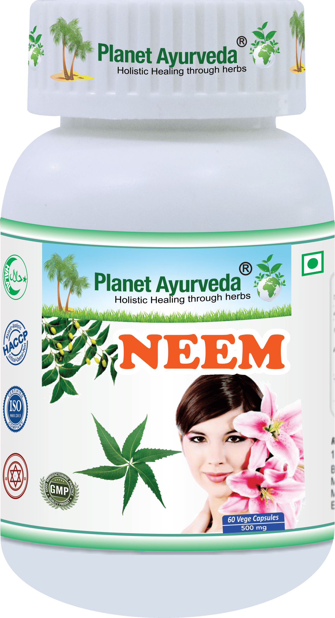  Planet Ayurveda Neem Capsules - 60 Count, 500mg - Supports Healthy Skin and Immune System - 100% Natural and Vegan