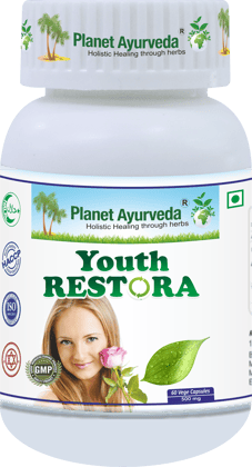 Planet Ayurveda Youth Restora Capsules - 60 Veg Capsules - 500mg - Supports Healthy Skin and Rejuvenation