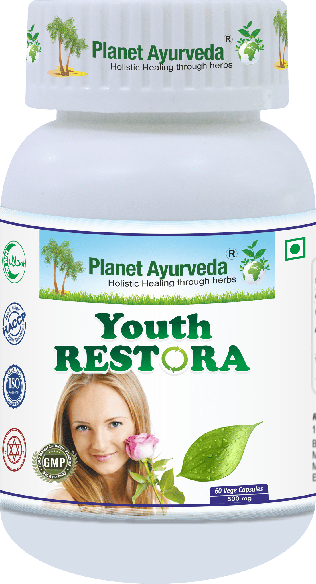 Planet Ayurveda Youth Restora Capsules - 60 Veg Capsules - 500mg - Supports Healthy Skin and Rejuvenation
