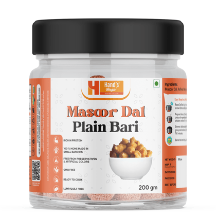 Hand’s Magic Masoor Dal Plain Bari | High Protein | Ready to Cook | 100% Homemade | No Preservatives | 200g