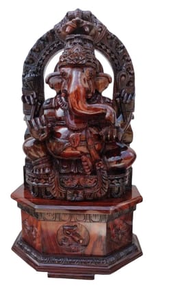 Exquisite Handcrafted Wooden Ganesha Statue - Symbol of Good Luck and Prosperity