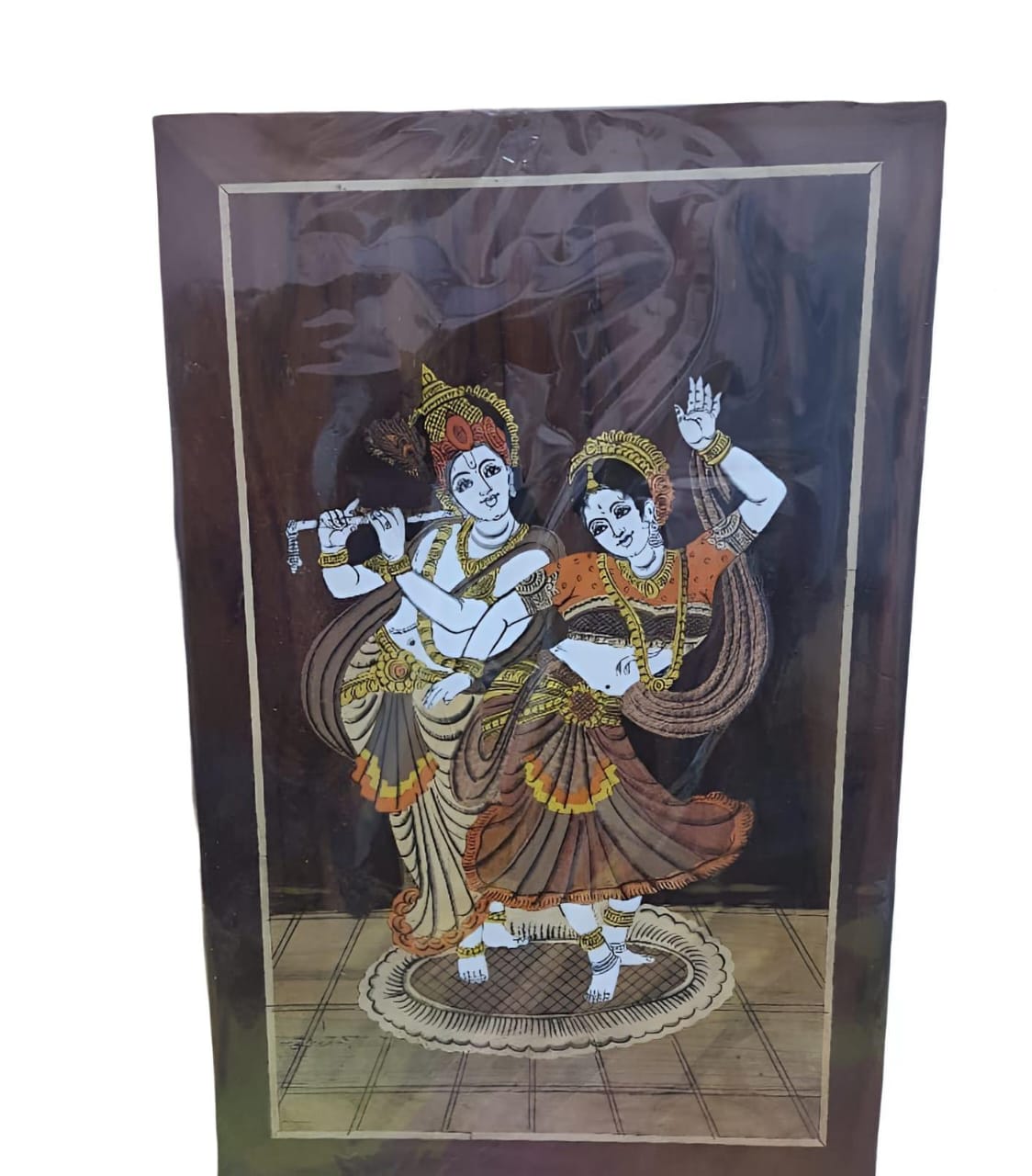 Sri Krishna Innovation Wood Handcrafted Wooden Wall Panel/Hanging with Inlay Work