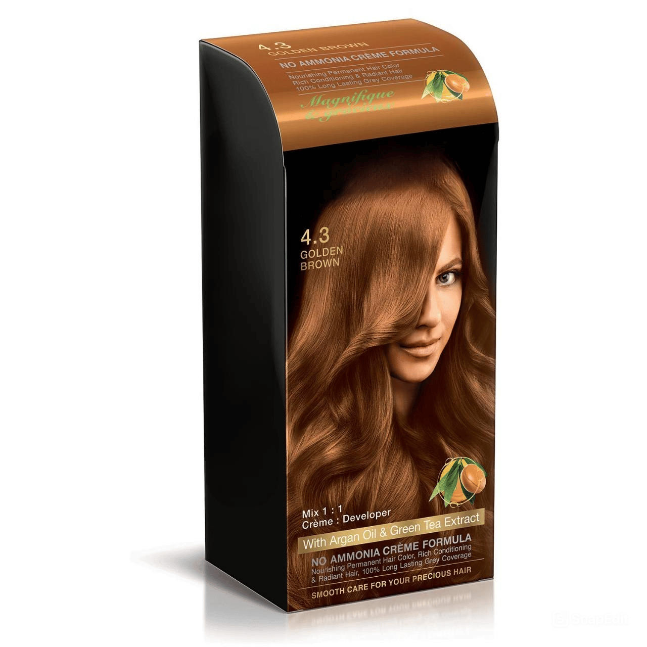 No Ammonia Grey Coverage Long Lasting Creme Hair Color with Argan Oil & Green Tea Extract - Pack of 1(150 ML) (Golden Brown)