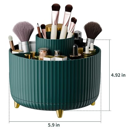 360° Rotating Makeup Brush Holder Cosmetics Organizer, Makeup Organizers Countertop (Green)